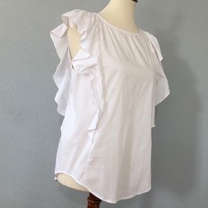 Alex Marie Ruffle Sleeve Top White